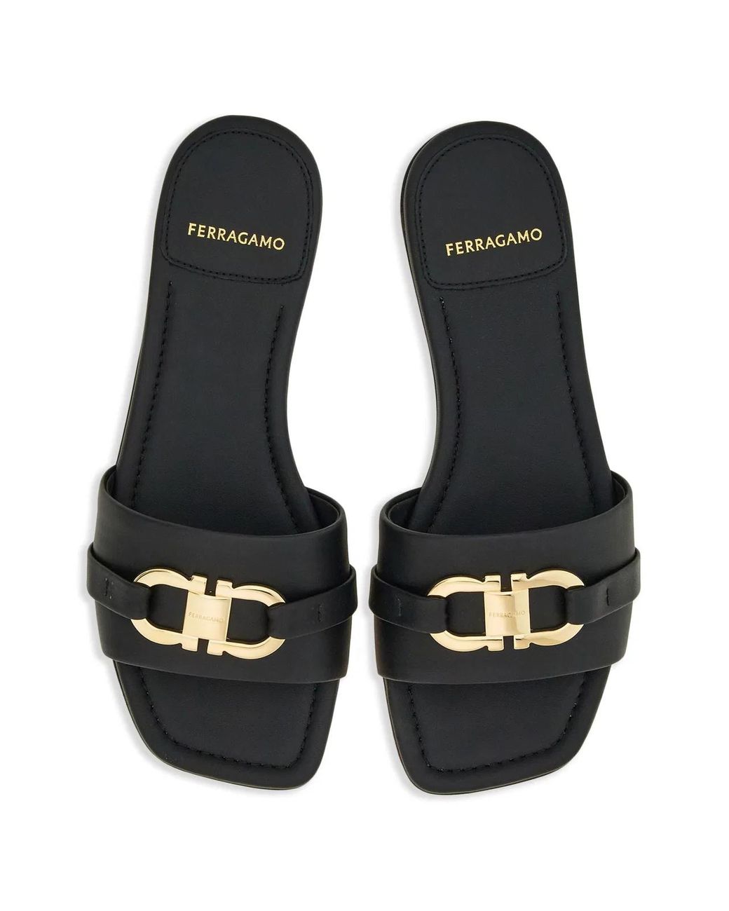 Ferragamo White Leather Slide Gancini