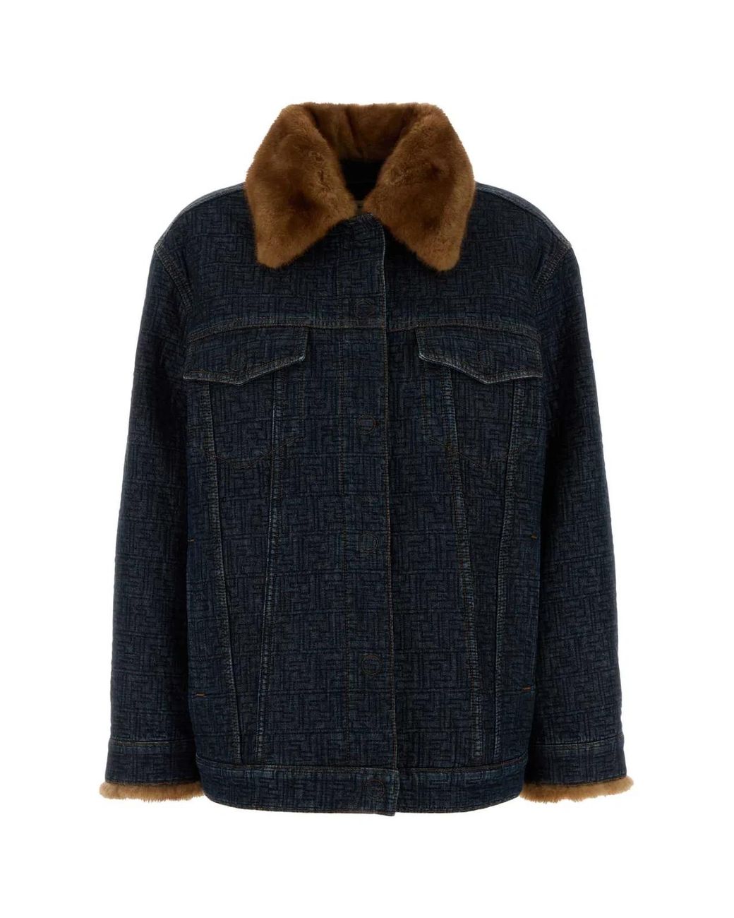 Fendi Blue Cotton Padded Denim Jacket
