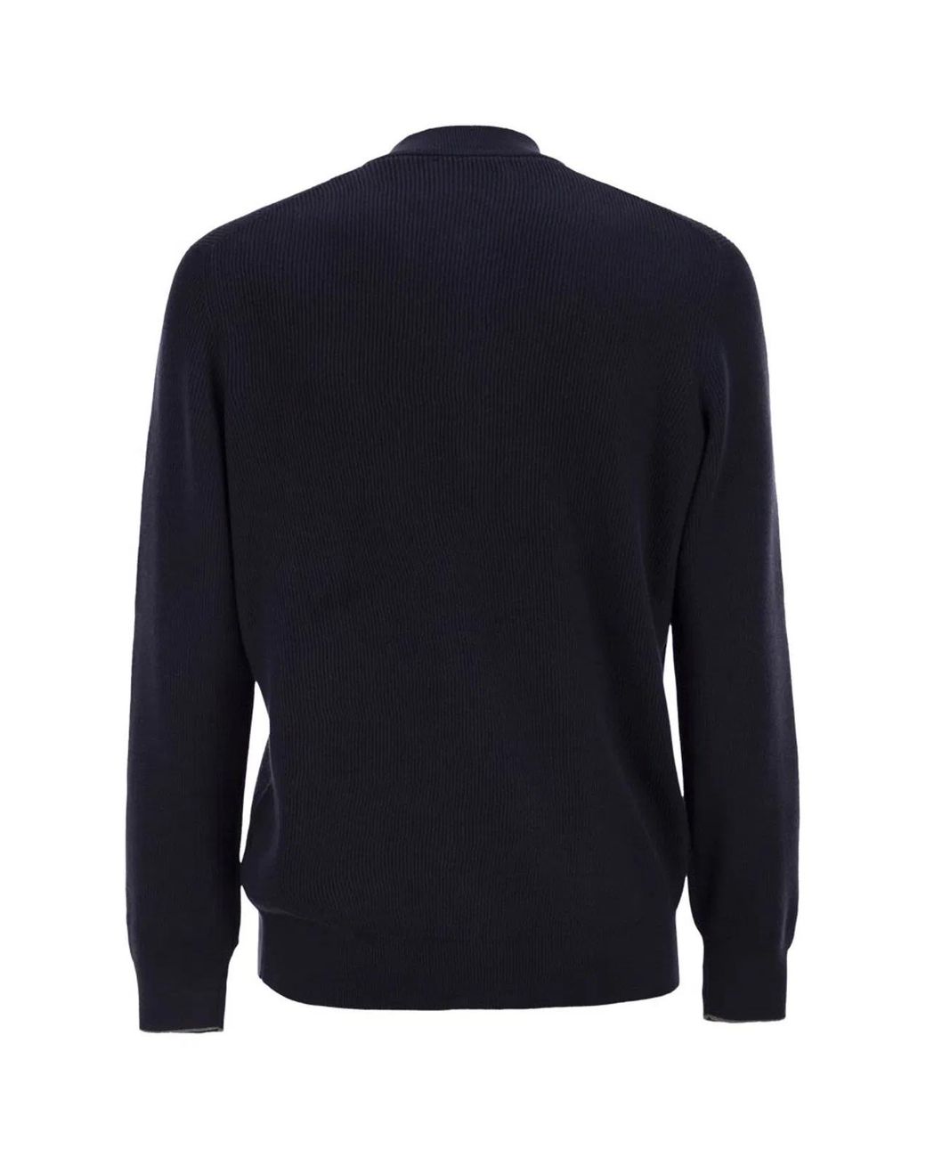 Brunello Cucinelli Blue Cotton Cardigan With Zip for men
