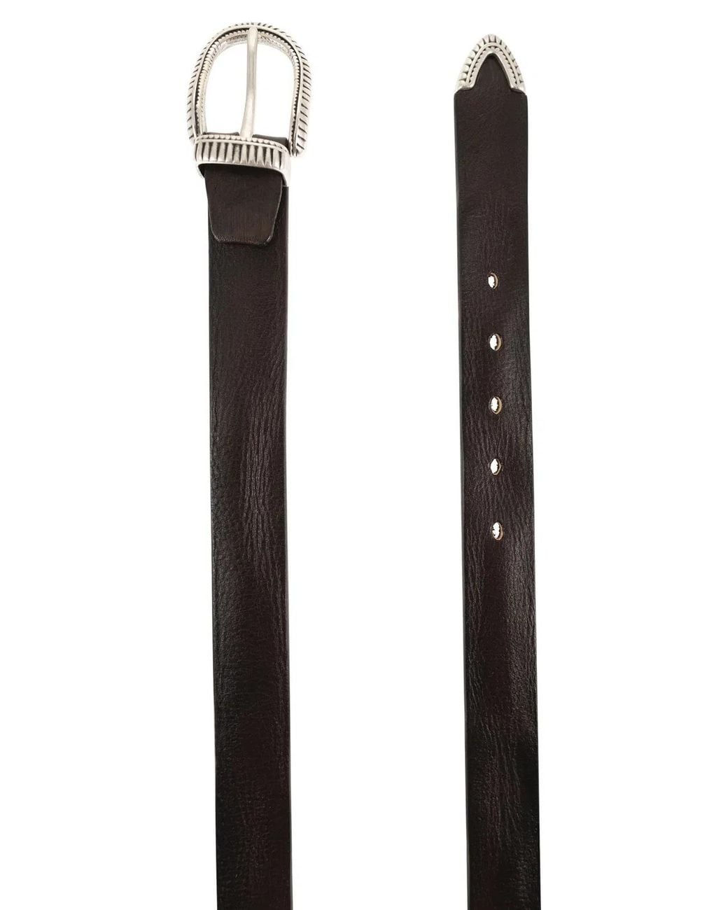 Alberto Luti White Hammered Leather Belt With Chiselled Buckle for men