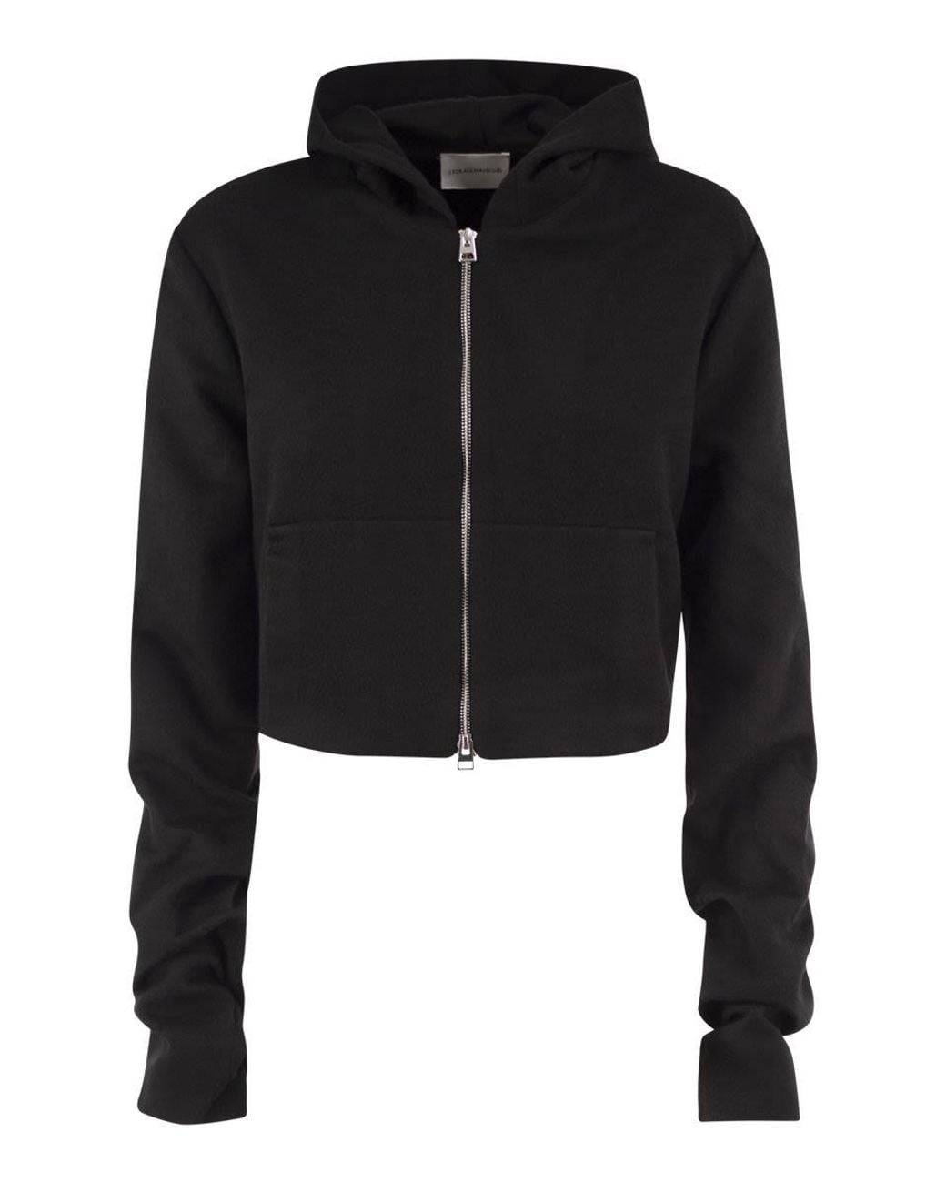 7 For All Mankind Black Cropped Wool And Cashmere-Blend Hooded Jacket