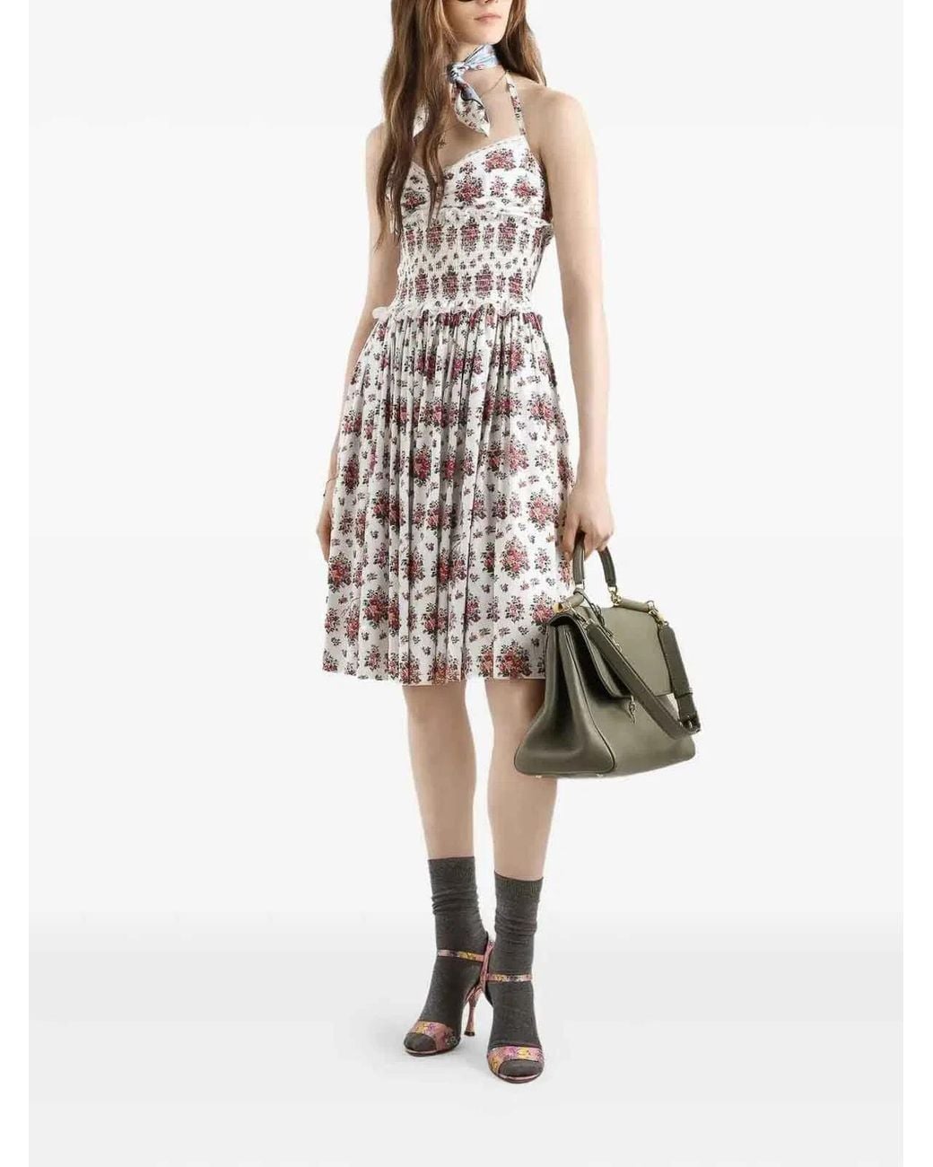 Dolce & Gabbana White Dolce & Gabbana Multicolour Cotton Polyamide Dress