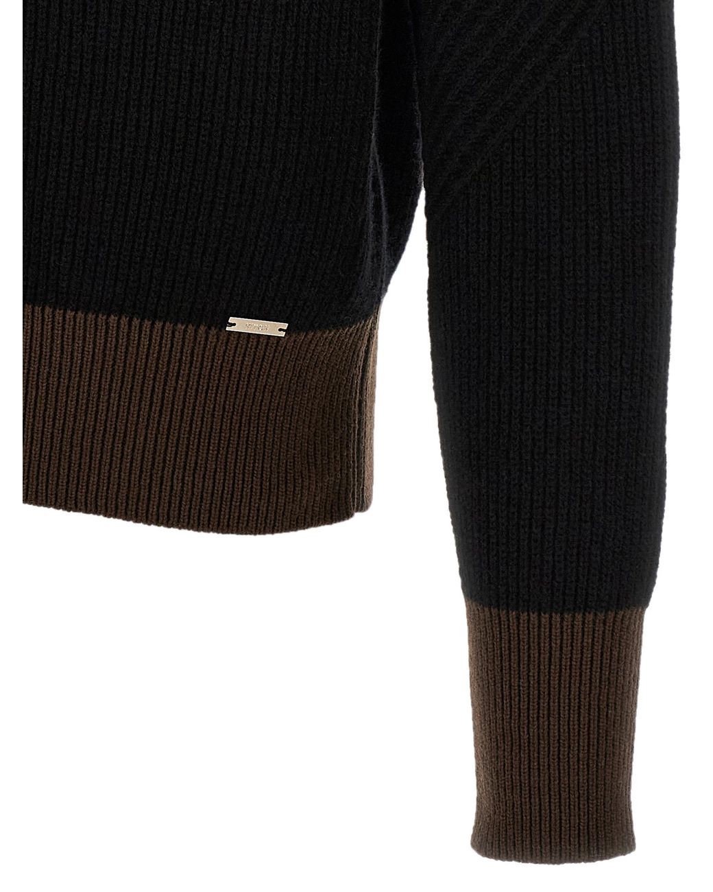Kiton Black Color-Block Sweater