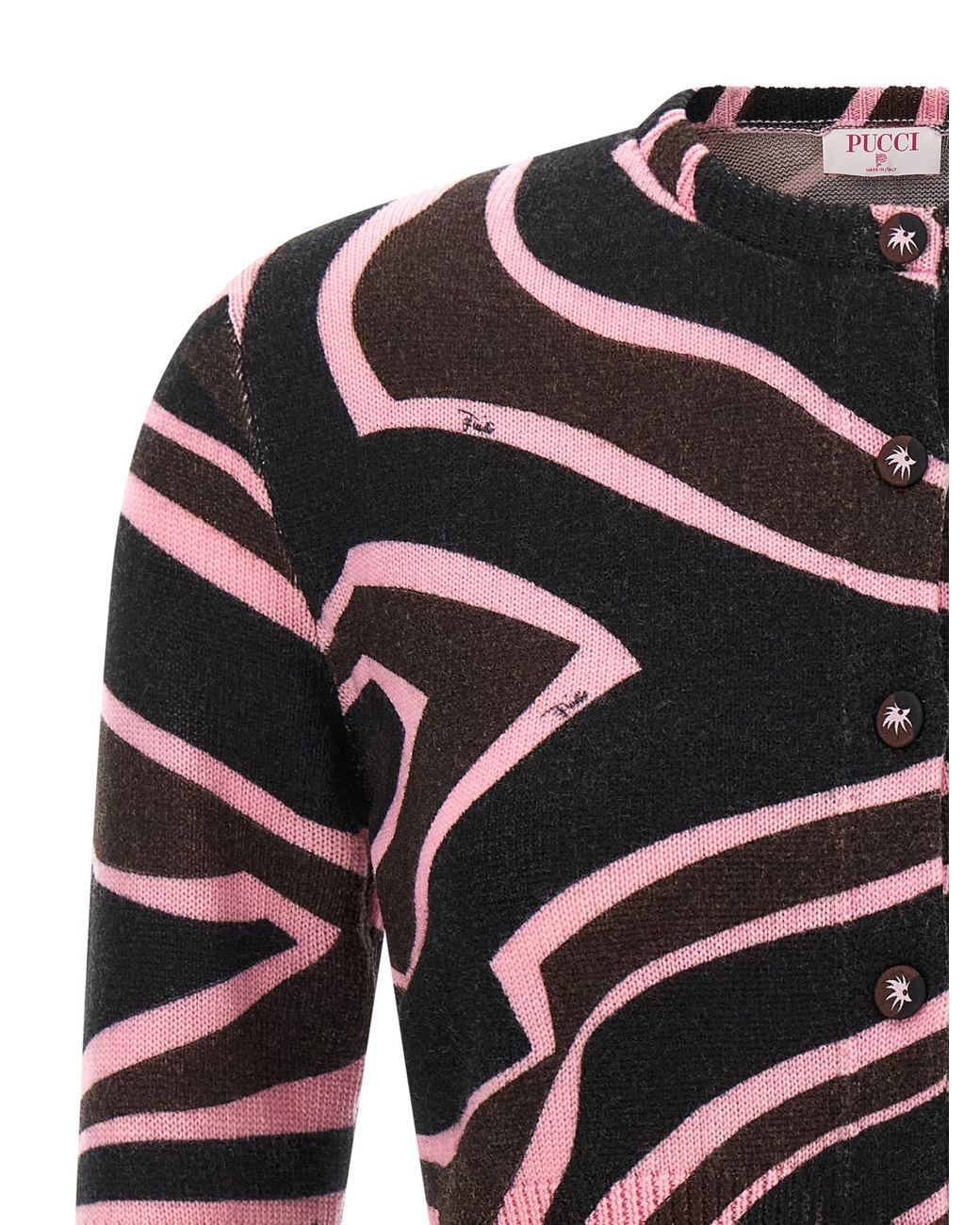 Emilio Pucci Black 'Onde' Cropped Cardigan