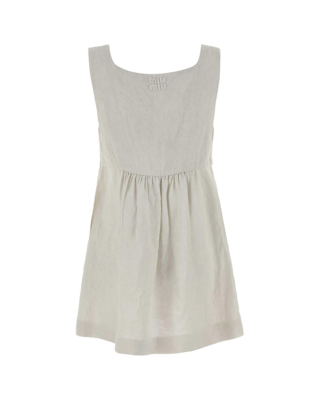 Miu Miu Gray Lightweight Linen Mini Dress For