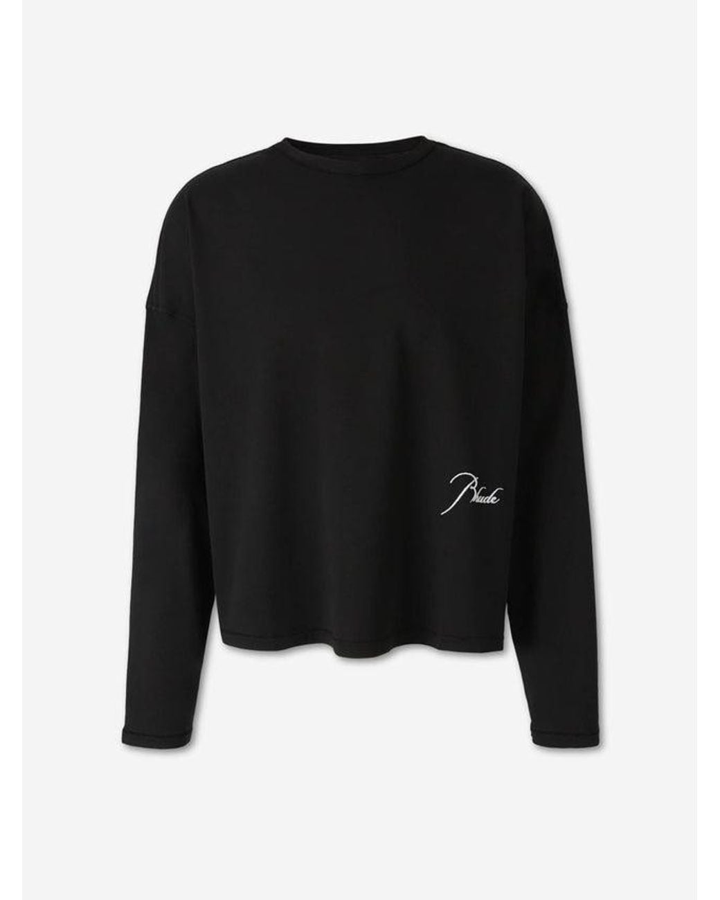 Rhude Black Classique Reverse Ls Tee for men