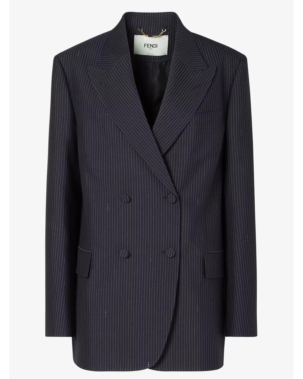Fendi Black Pinstriped Wool Blazer