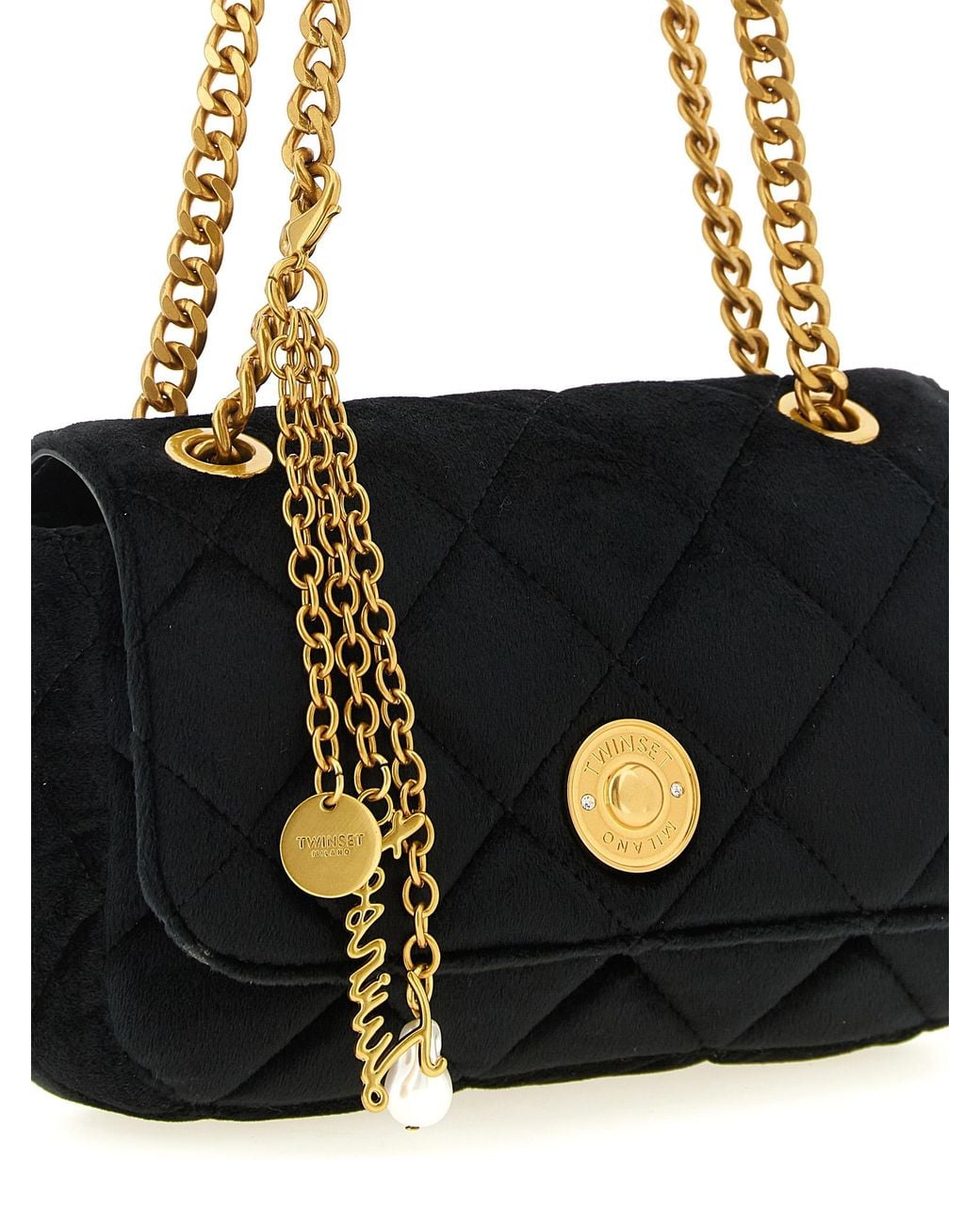 Twinset White Twin Set Shaved Velvet Shoulder Strap