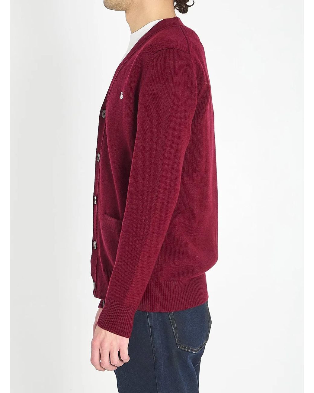 Gucci Red Cashmere Wool Cardigan With Embroidery for men