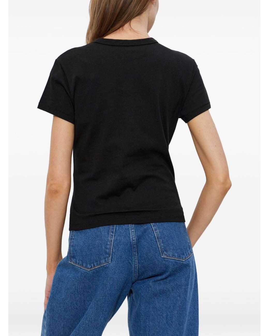 KENZO Black Small-Fit Embroidered Cotton T-Shirt With Tulip' Print