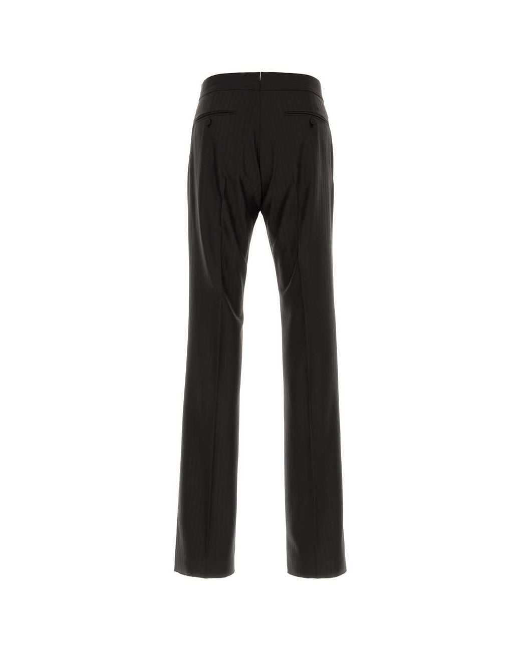Tom Ford Black Broken Twill Satin Stripe Flat Front Straight Pant for men