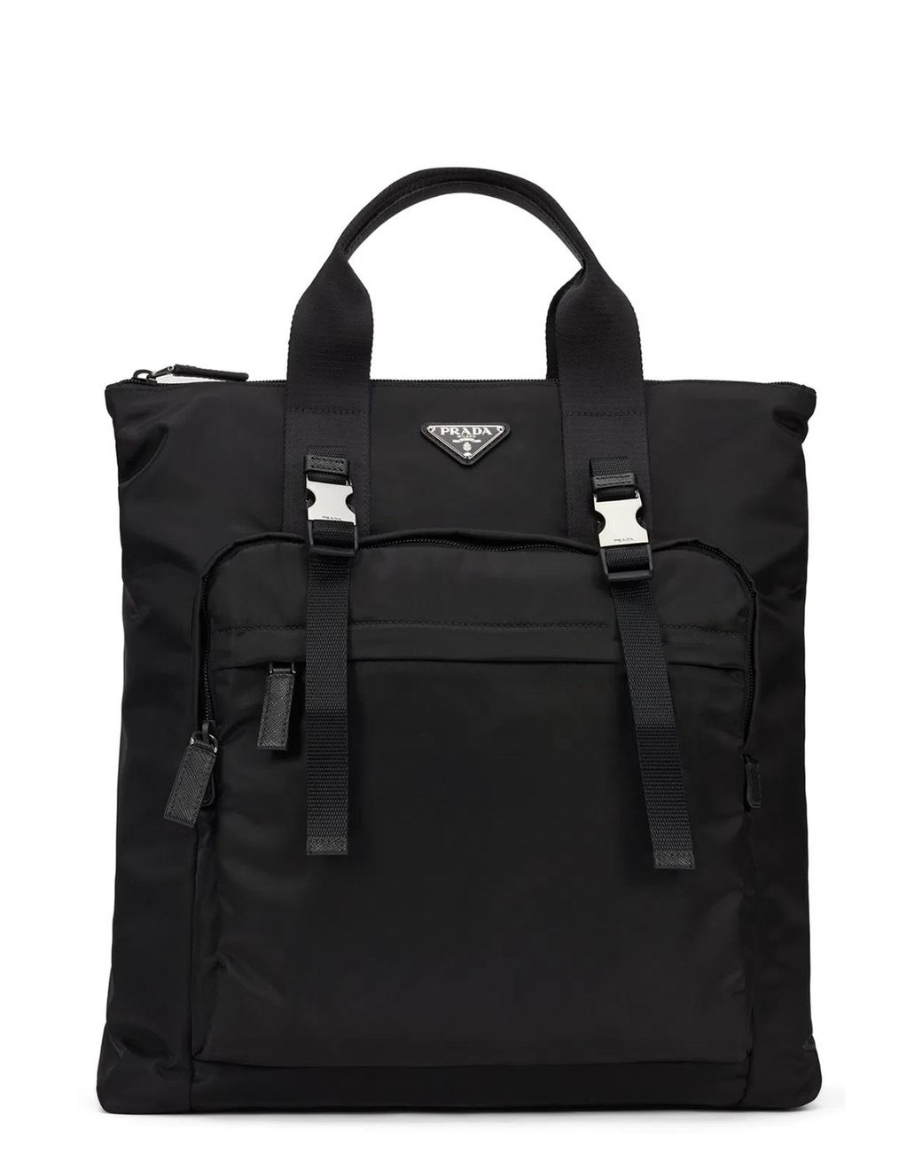 Prada Black Tote Bag Re-Nylon & Saffiano Leather, Polyamide for men