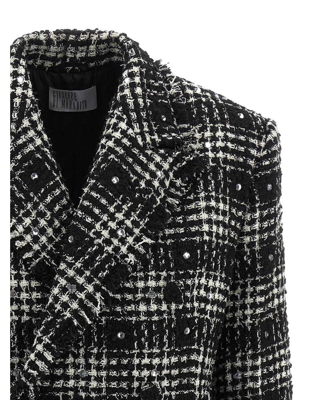 GIUSEPPE DI MORABITO Black Tweed And Rhinestone Blazer