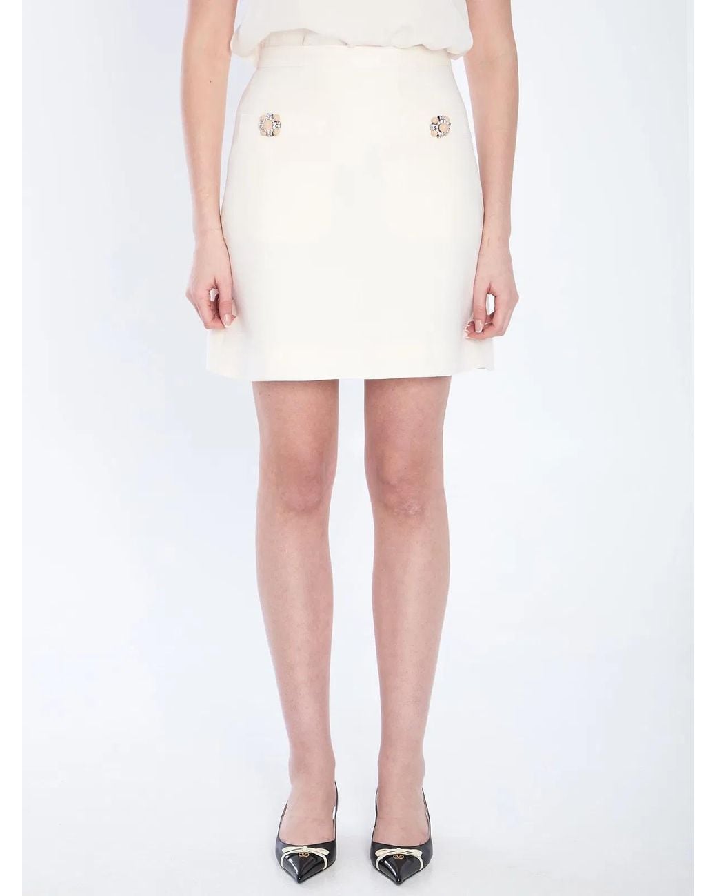 Valentino Garavani White Crepe Couture Mini Skirt