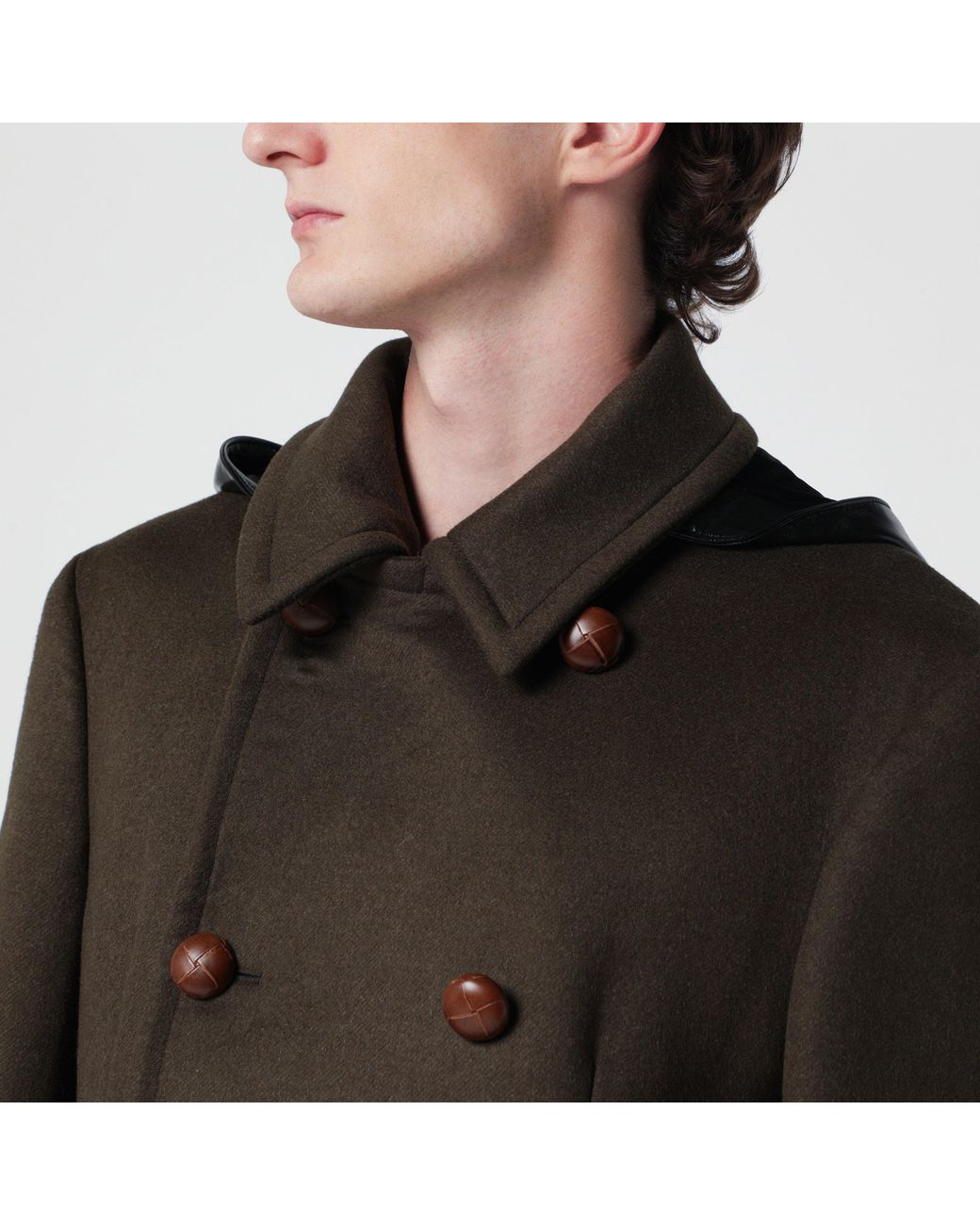 NAMACHEKO Black Double-Breasted Wool Coat for men