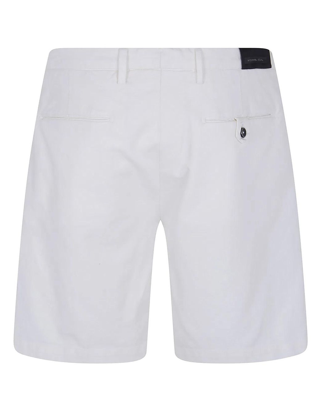 Michael Coal White Cotton & Linen Bermuda Trousers for men