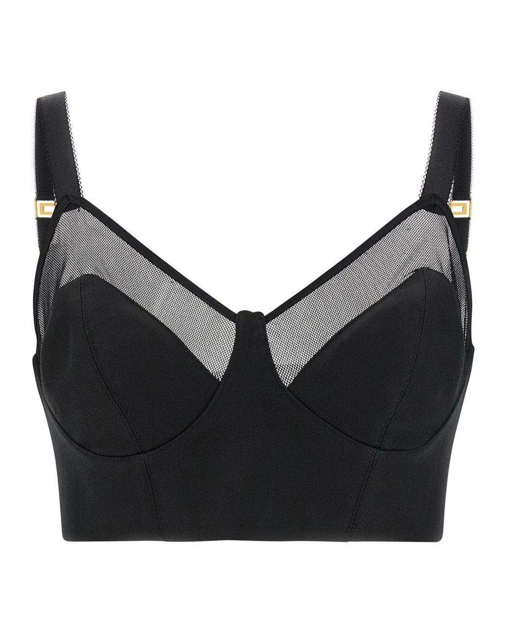 Elisabetta Franchi Black Cool Wool And Tulle Top