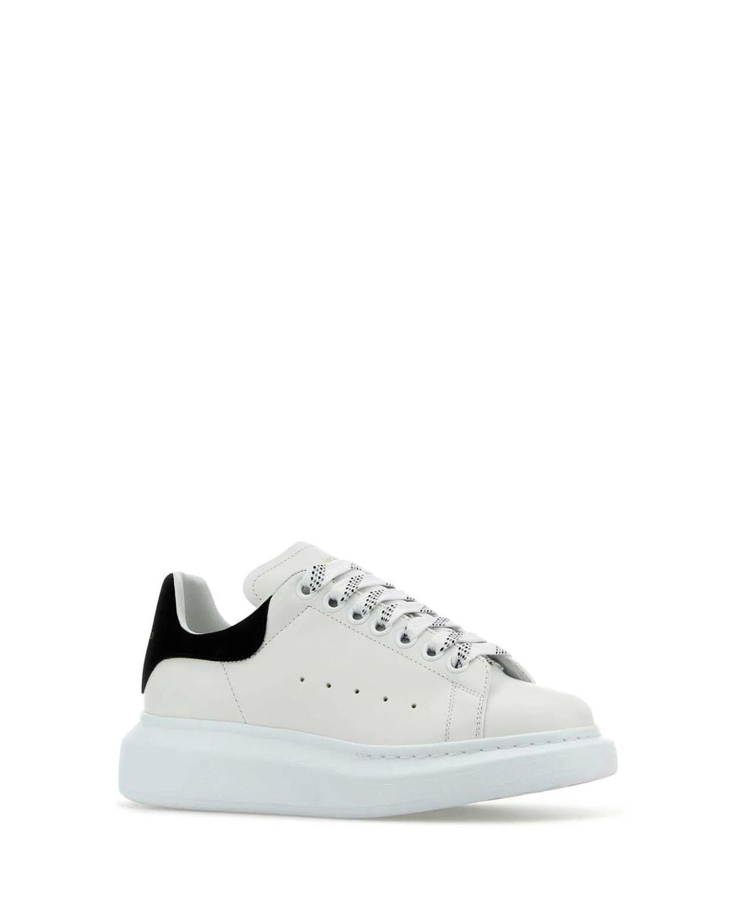 McQueen White Leather Sneakers With Suede Heel