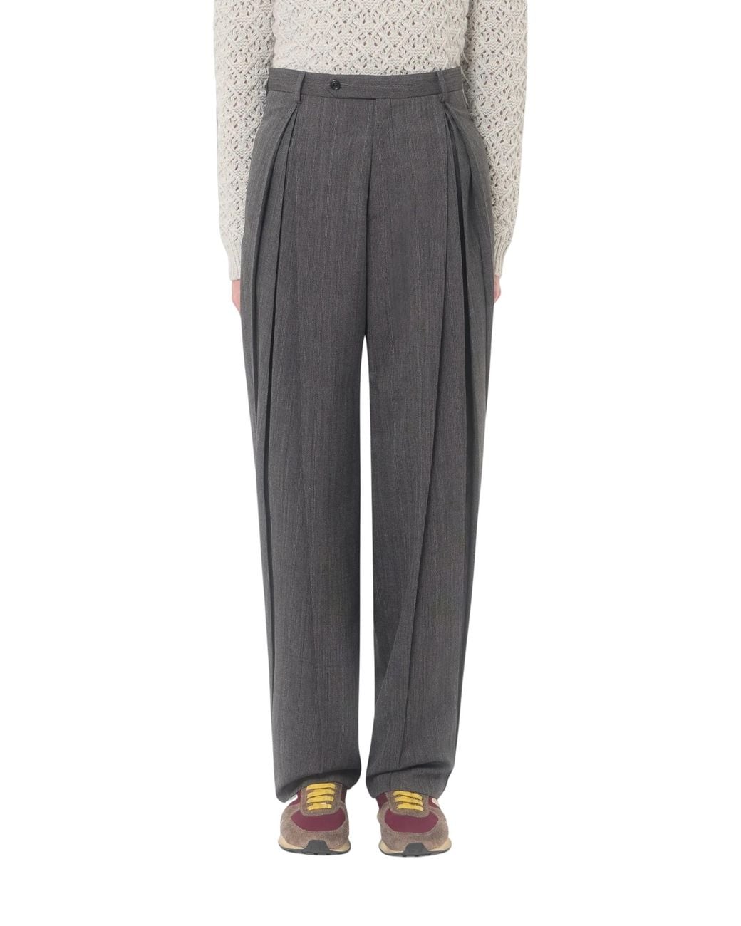 Valentino Gray Pinstripe Wool Trousers With Pleats for men