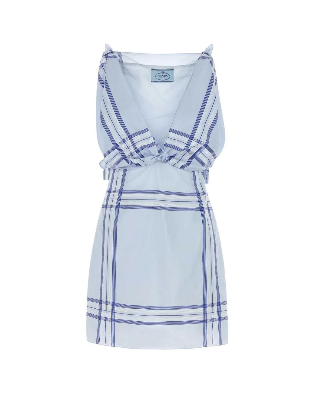 Prada Blue Embroidered Cotton Mini Dres