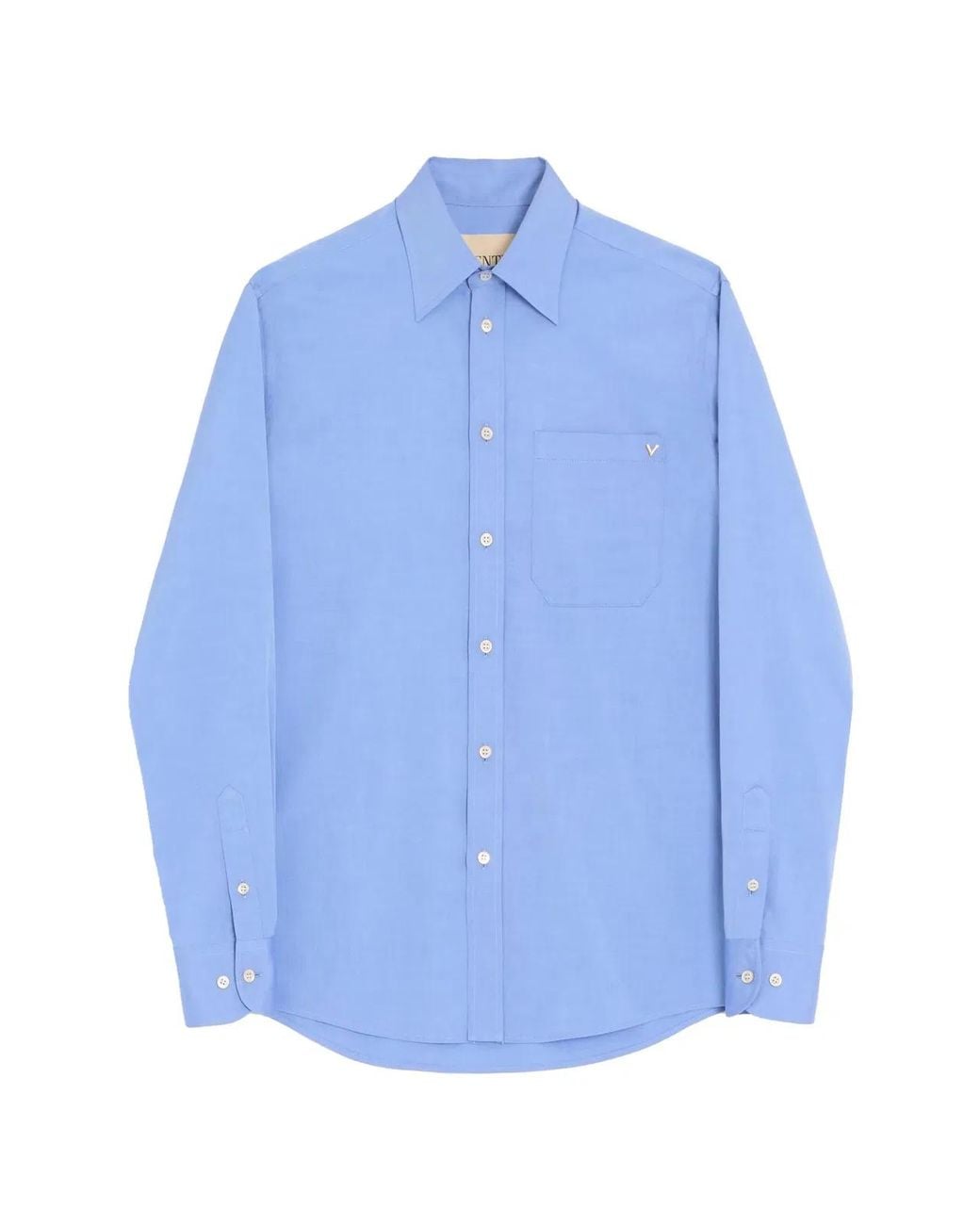 Valentino Garavani Blue Lightweight Cotton Oxford Shirt With Vgold for men