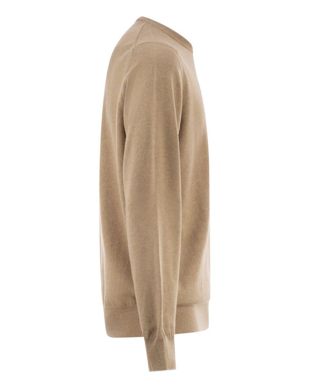 Brunello Cucinelli Natural Pure Cashmere Crew-Neck Sweater