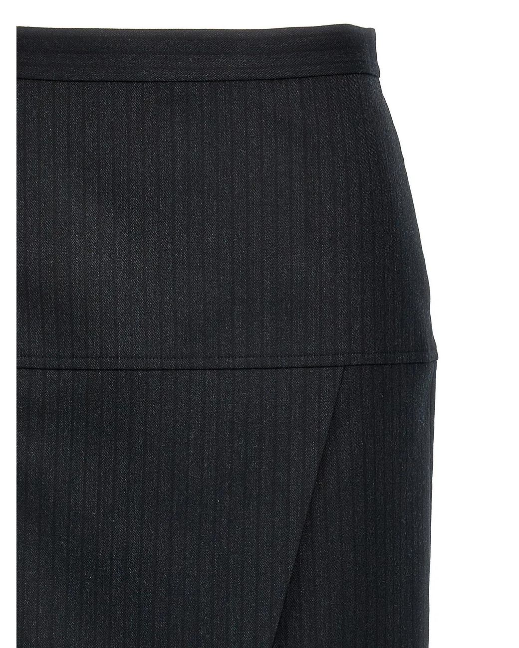 Fendi Black Pinstriped Wool Skirt