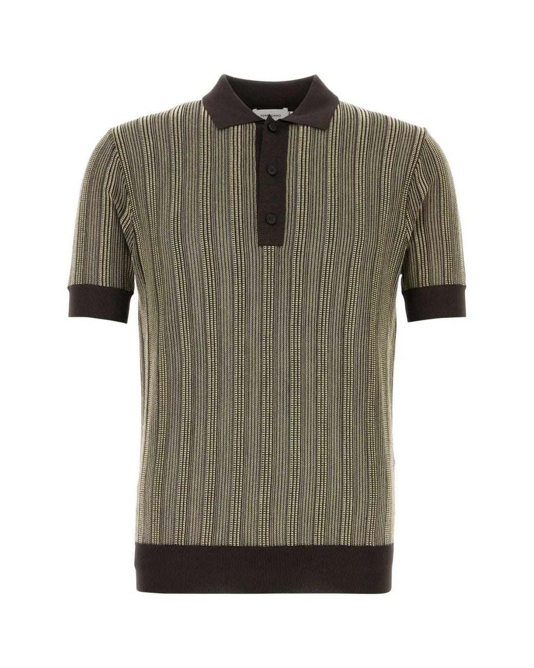 Ferragamo Green Shirt Collar Polo for men