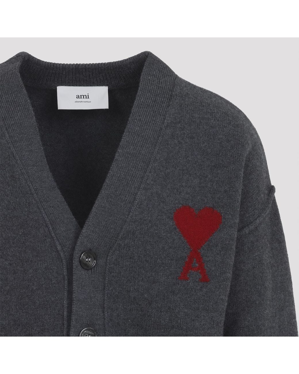 AMI Blue Bwool Ami De Coeur Cardigan for men