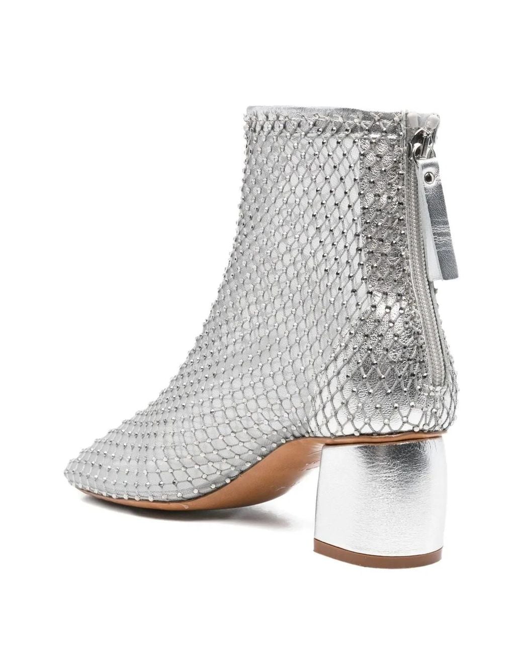 Forte_forte White Strass Mesh Chic Anckle Boots