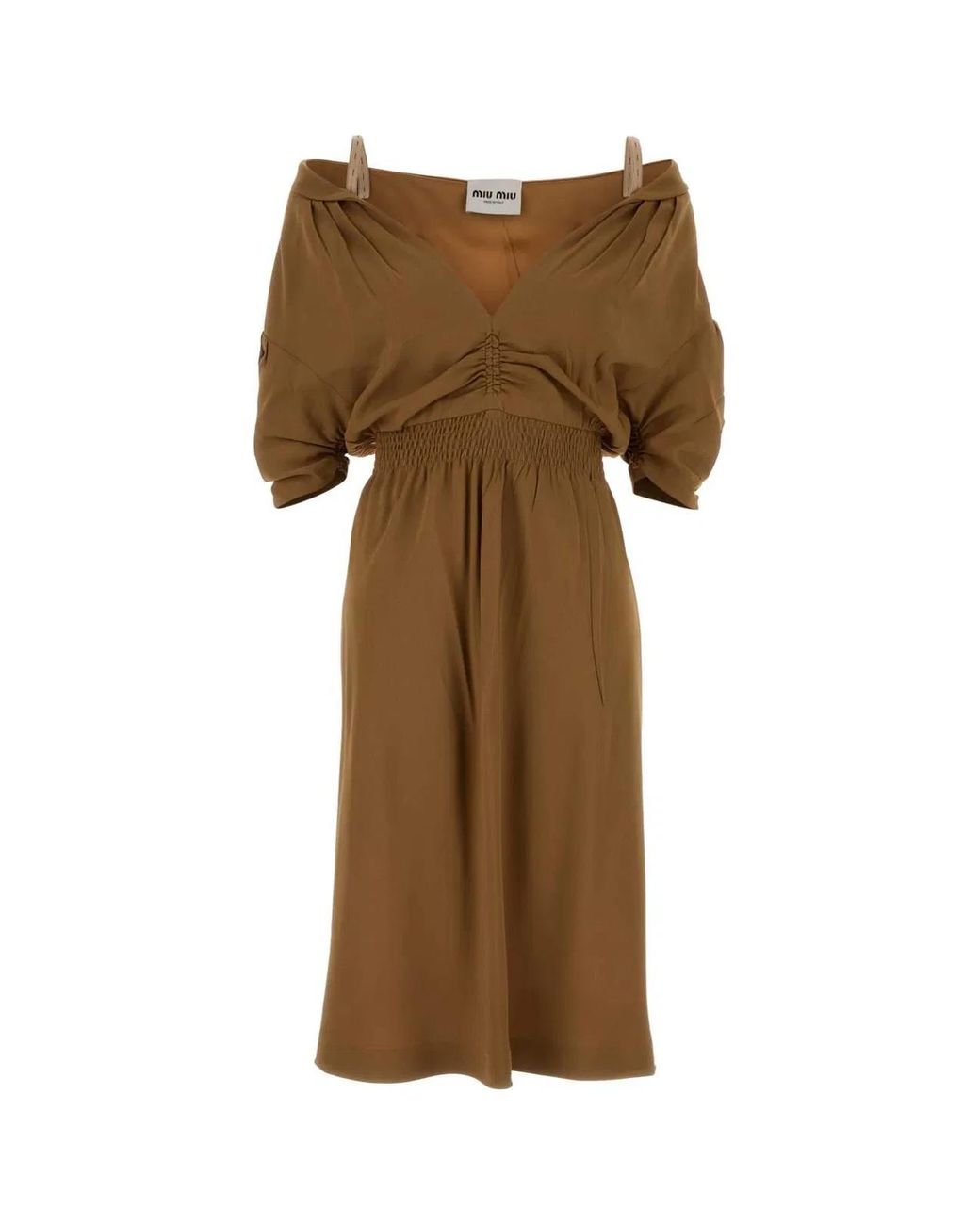 Miu Miu Natural Off-Shoulder Dress