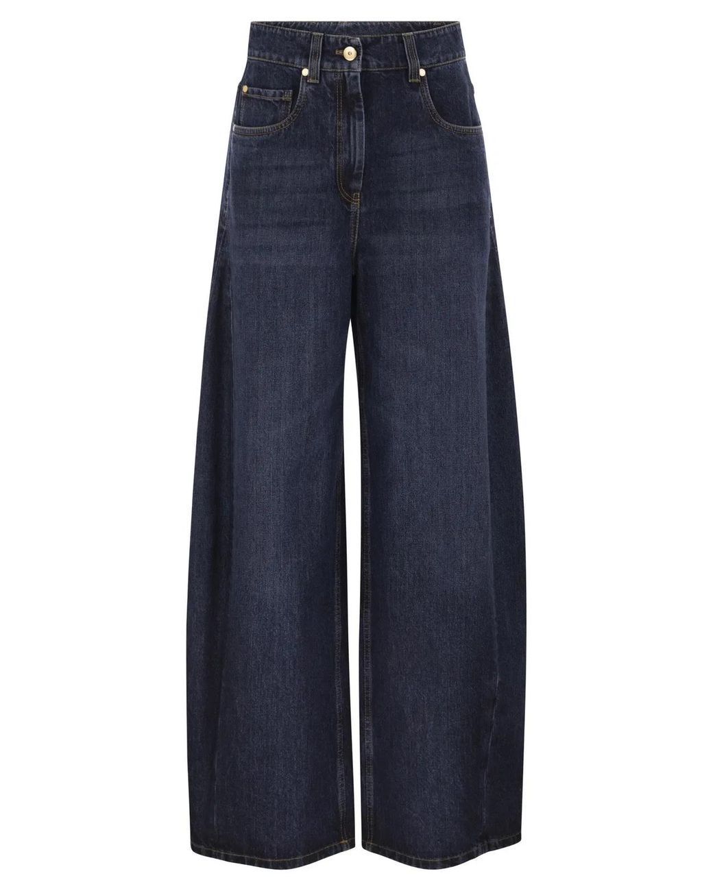 Brunello Cucinelli Blue Wide-Leg Cotton Denim Jeans
