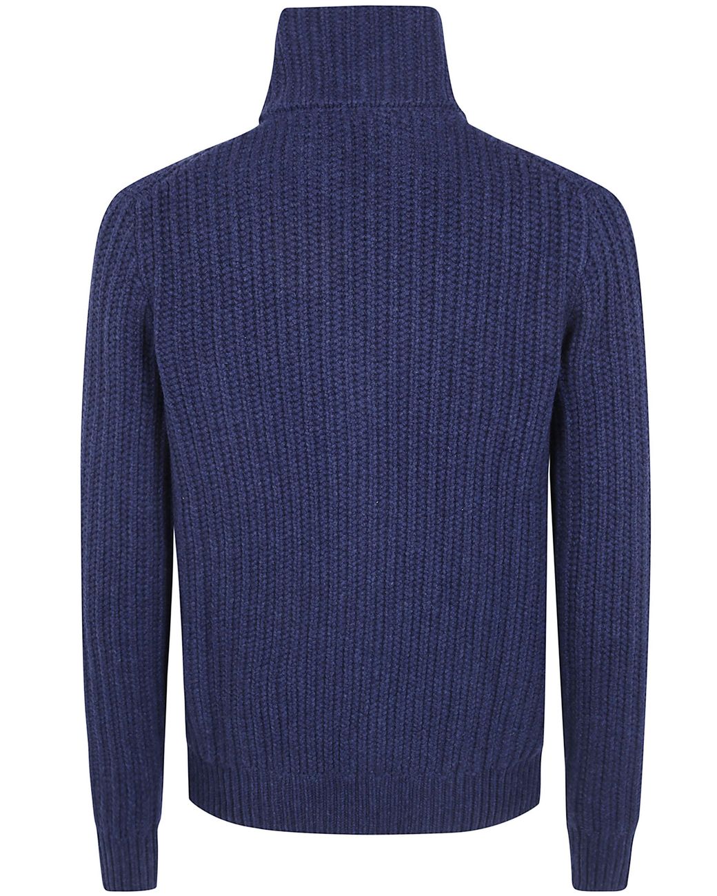 Barba Napoli Blue Wool Cashmere Viscose Full Zip Sweater for men