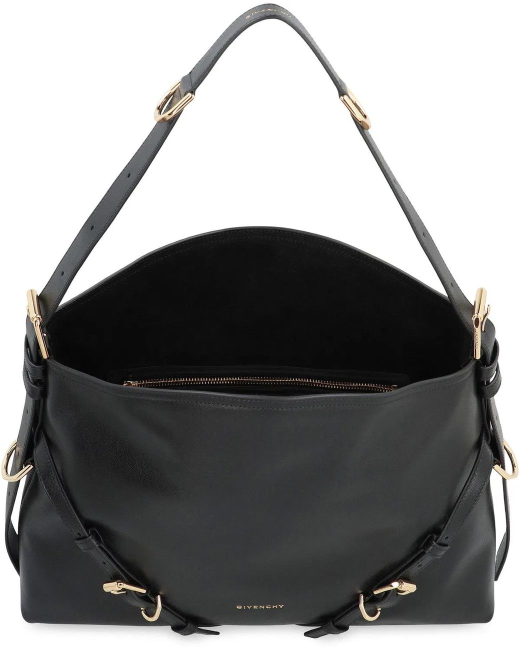 Givenchy Black Voyou Media Leather Shoulder Bag