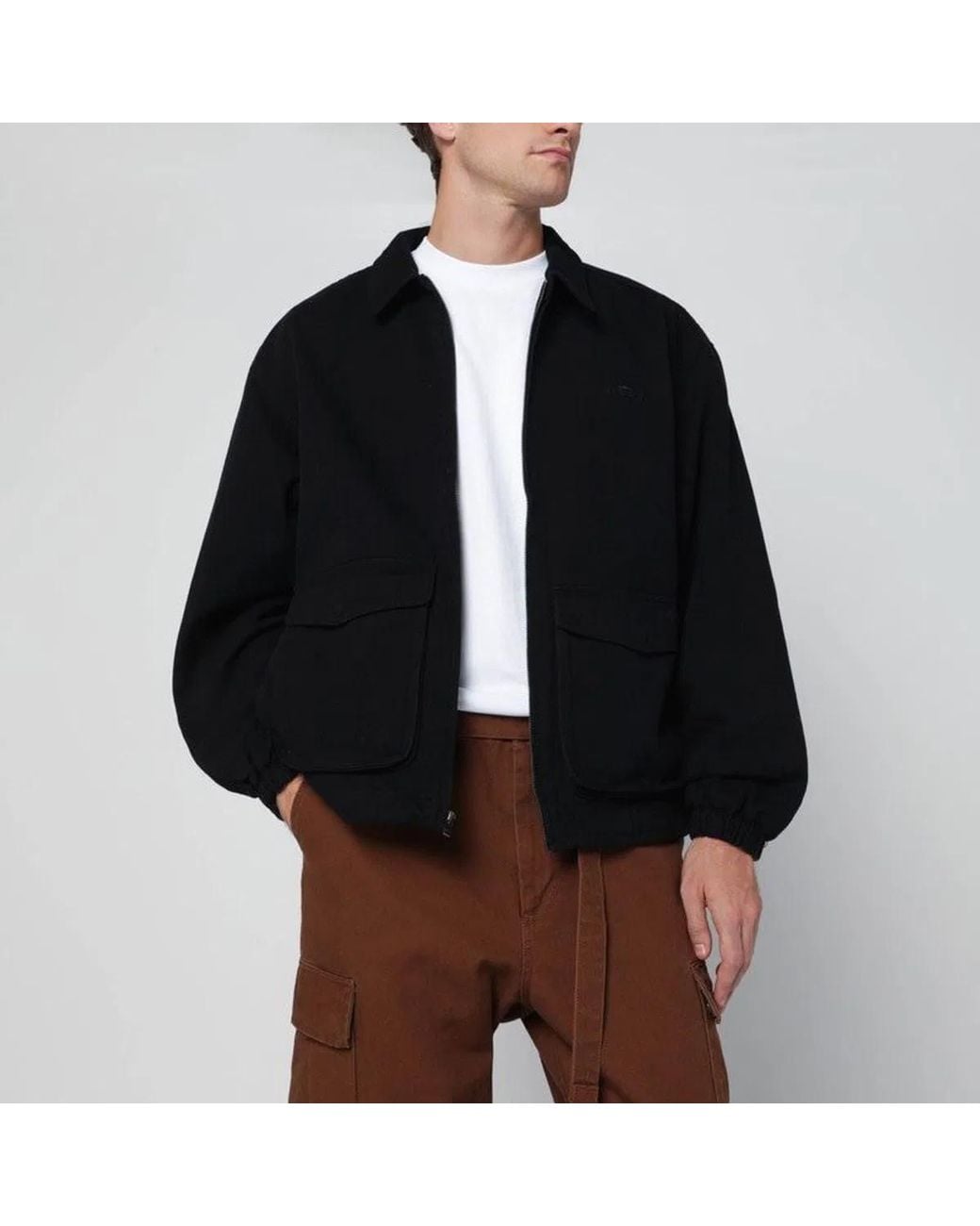 AWAKE NY Black Zipup Overshirt With Logo for men