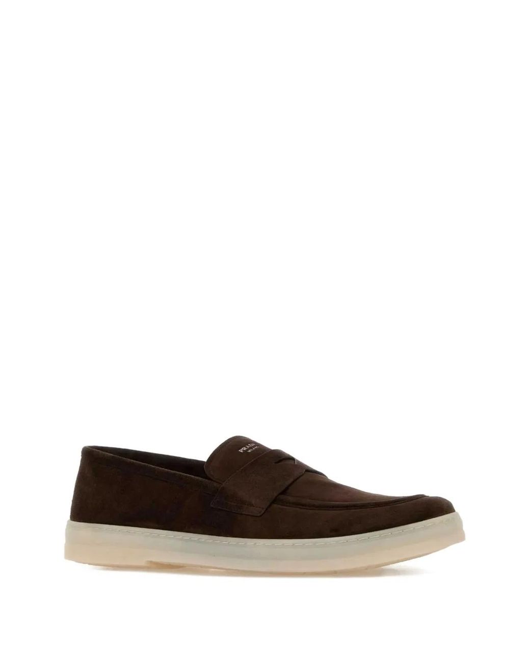 Prada White Logo Strap Loafers for men