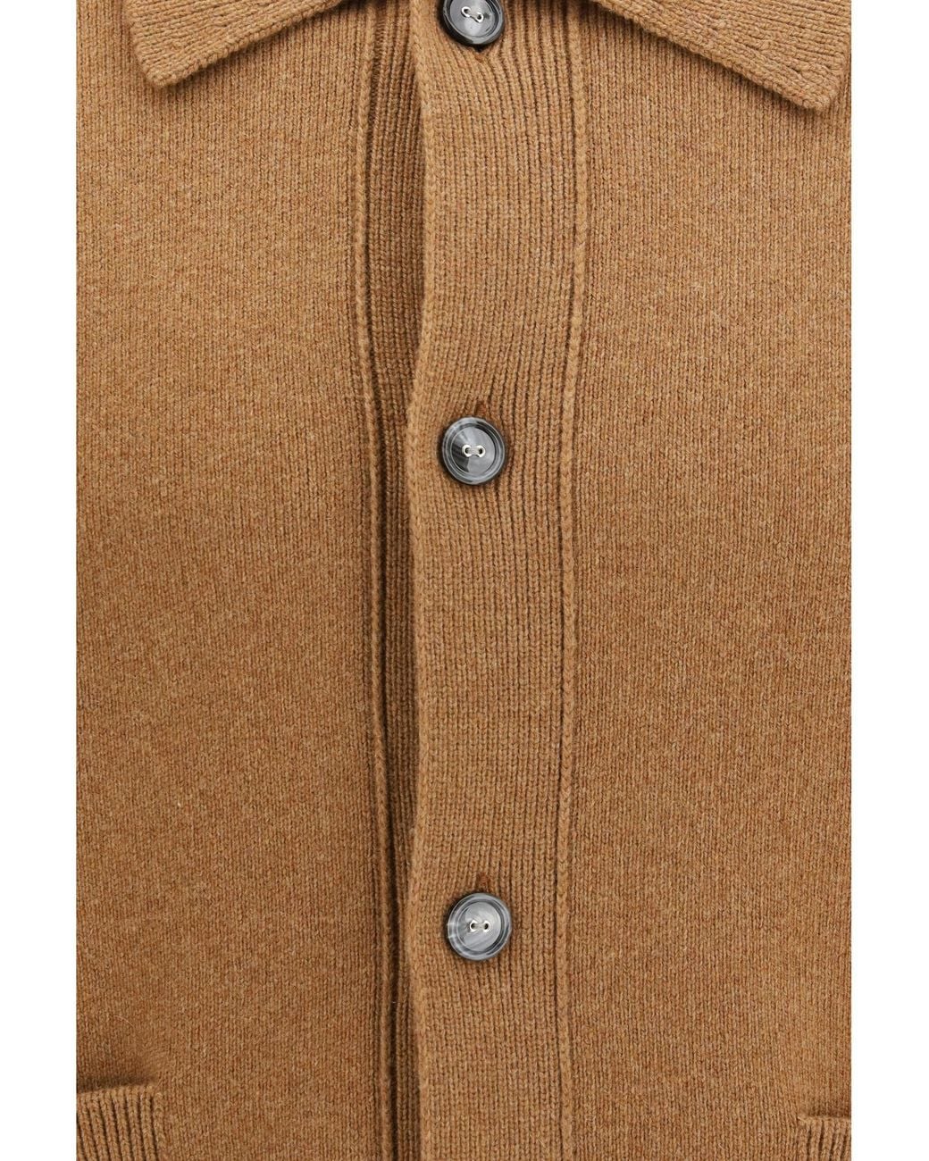 AMI Natural Wool Shirt Collar Cardigan for men