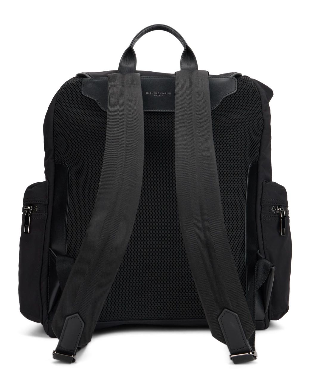 Gianni Chiarini Black Backpack Made Of Technical Fabric And Leather for men
