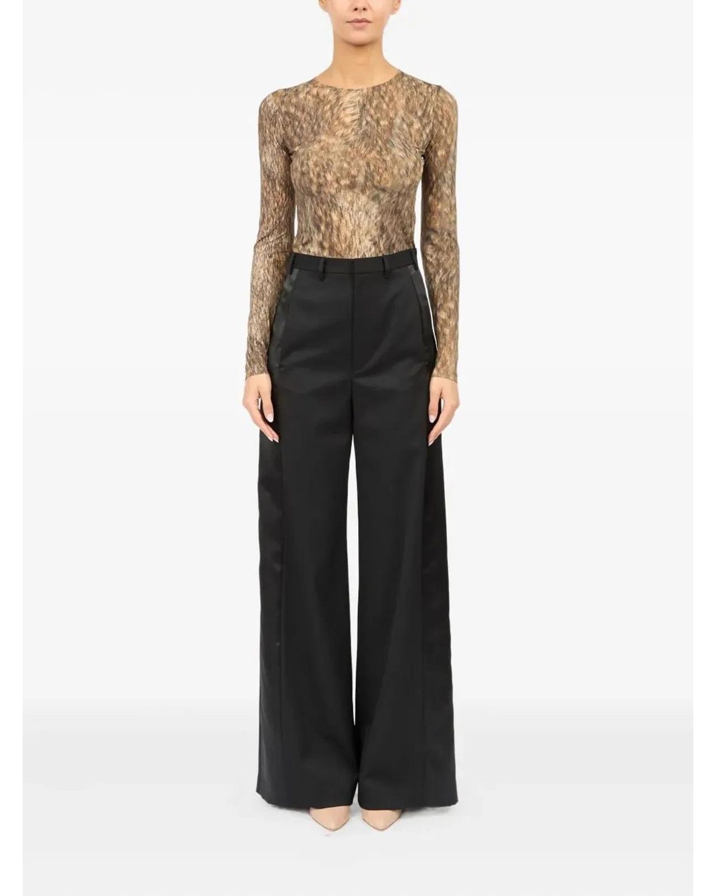 MM6 by Maison Margiela Black Satin Palazzo Pants
