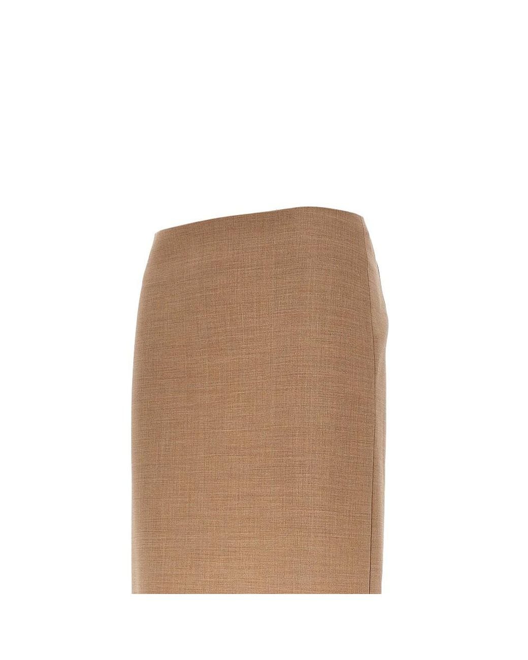 ARMARIUM Brown Jackie Stretch Wool Midi Skirt
