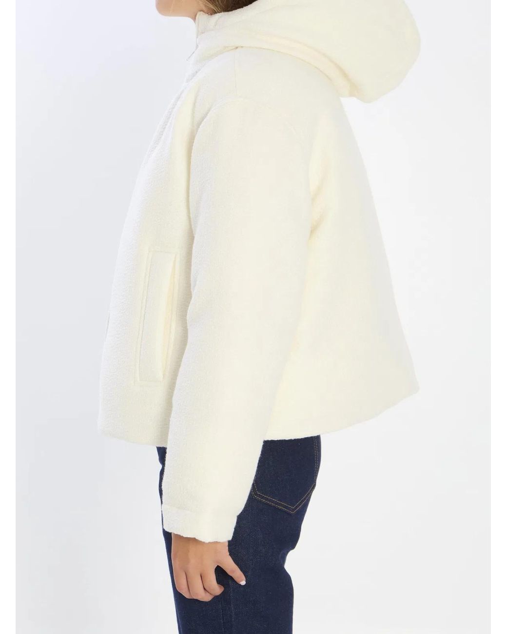 Gucci White Wool-Blend Bomber Jacke