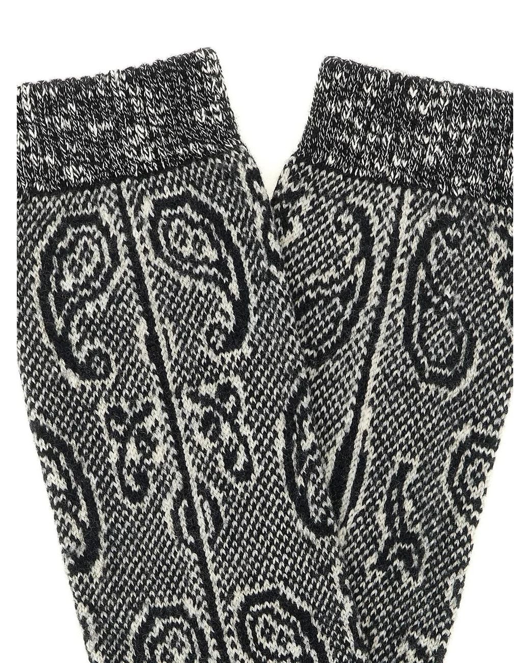 Dries Van Noten Gray Paisley Jacquard Socks
