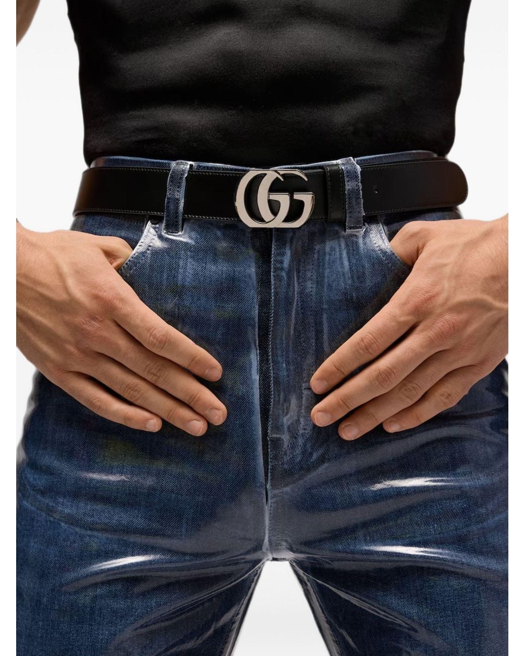 Gucci White 35Mm Cornelius Baby Leather Belt for men