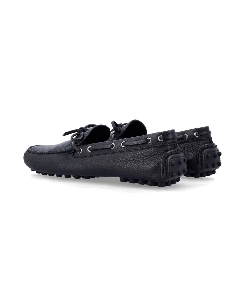 Prada Black Grid Leather Loafers for men