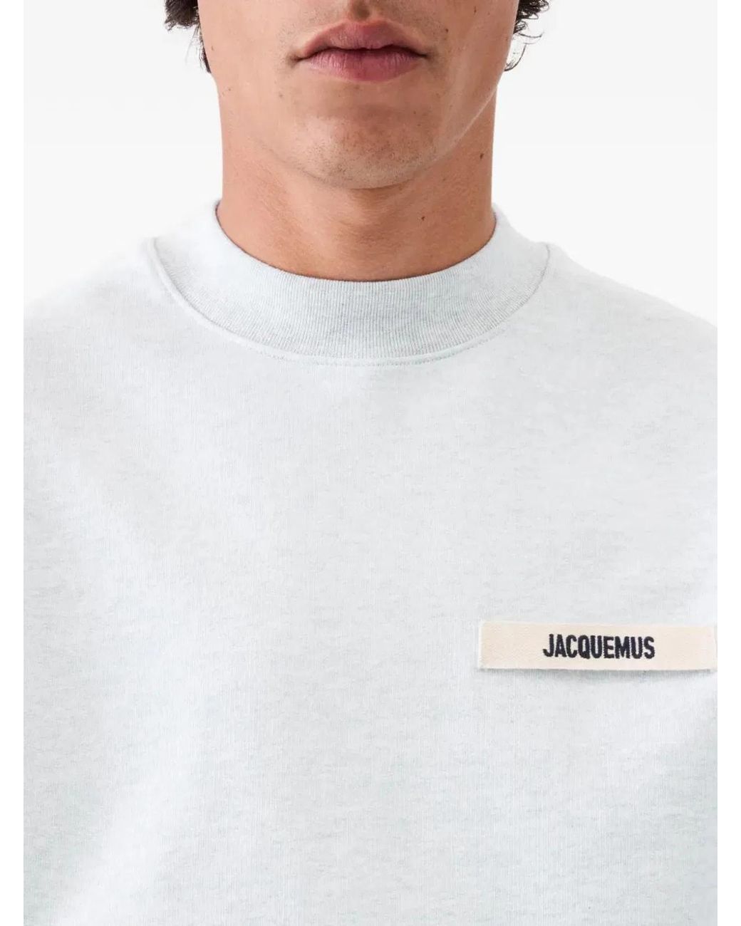 Jacquemus White Crewneck Sweatshirt With Logo And Patch for men