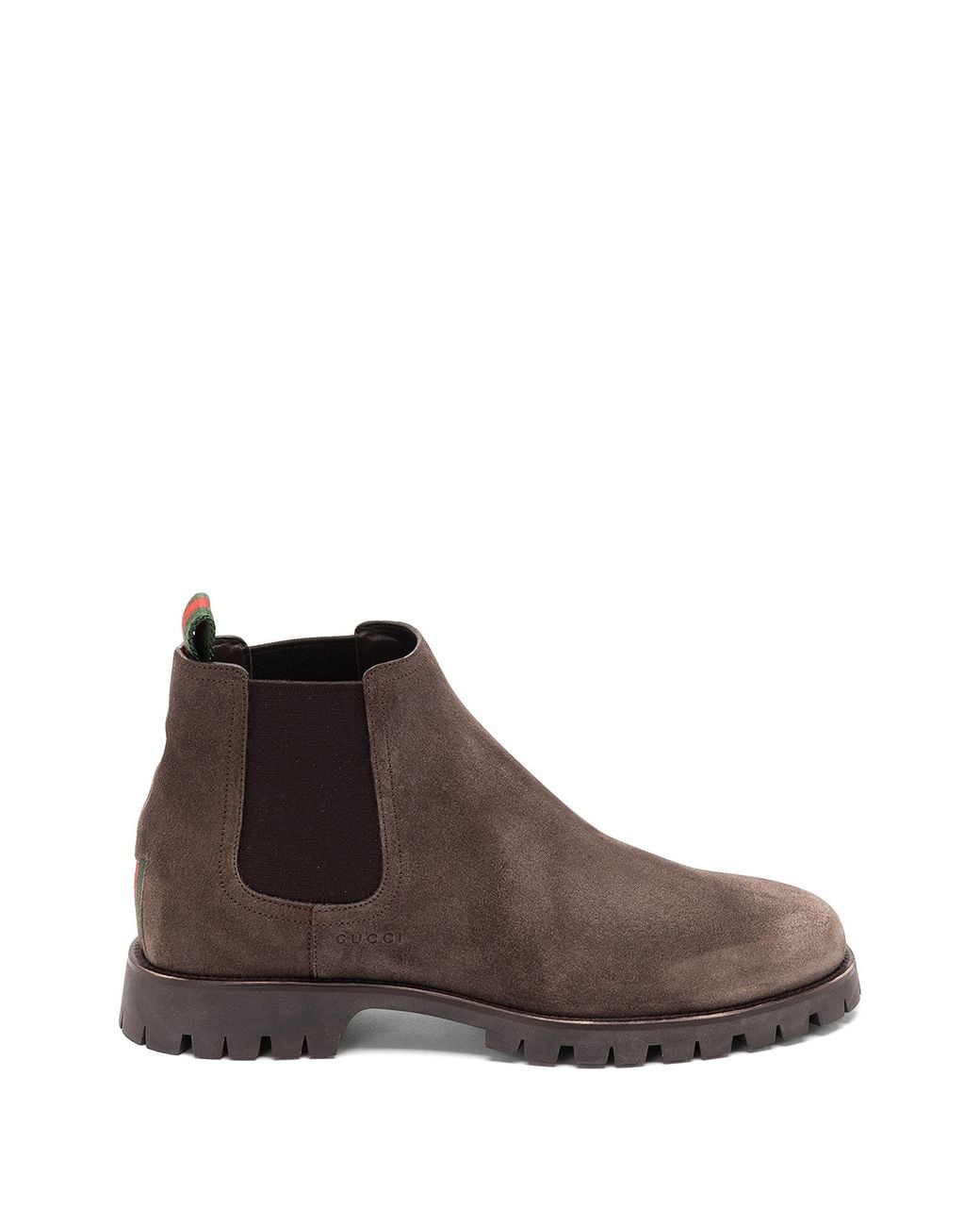 Gucci Brown Web-Stripe Lug-Sole Boots for men