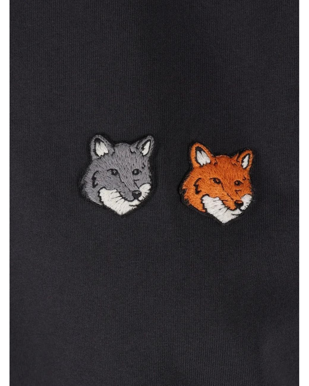 Maison Kitsuné Black Maison Kitsuné Double Fox Head Faded Comfort Tee Shirt for men