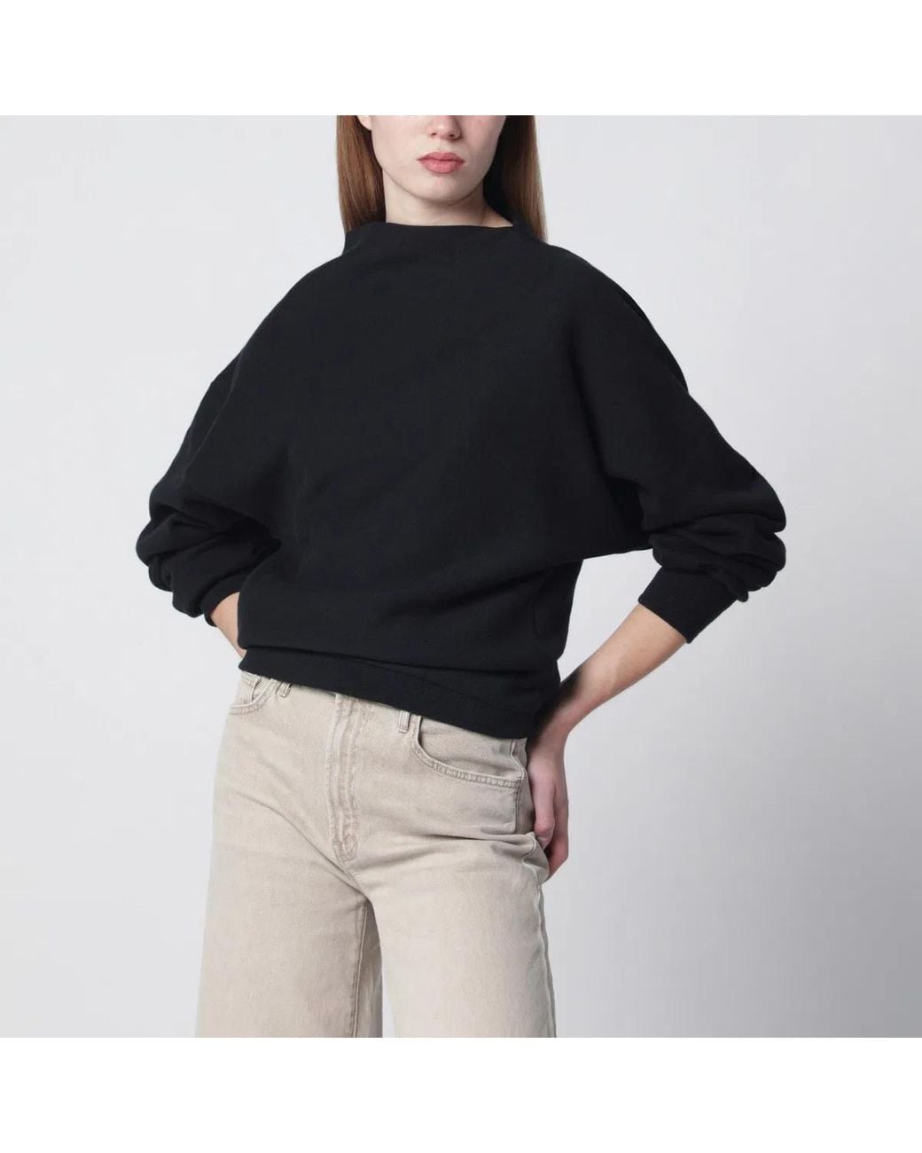 6397 Black Draped Sweatshirt