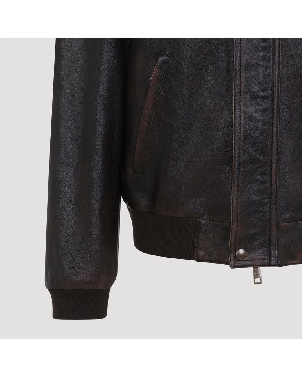 Prada Black Moro Leather Bomber Jacket