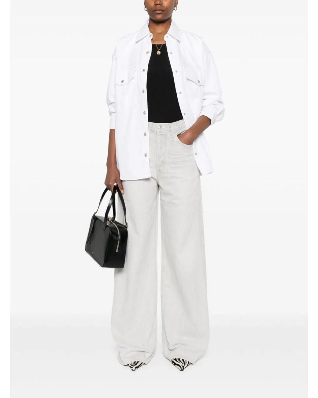 Agolde White Press-Stud Shirt